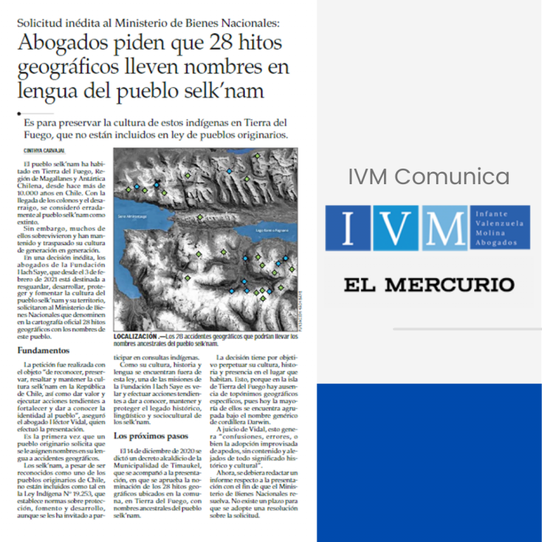 Nuestro socio Héctor Vidal fue entrevistado a propósito de la asesoría de IVM a la Fundación Hach Saye, y las gestiones por lograr la designación de 28 hitos geográficos de Tierra del Fuego, con nombres en lengua Selk´nam.