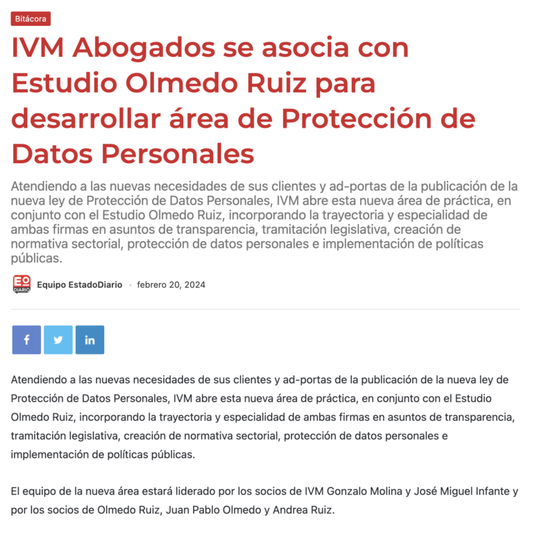 Nueva área de práctica de IVM en Estado Diario