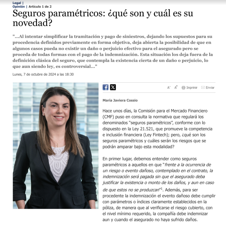 Columna de opinión de Javiera Cossio en El Mercurio Legal