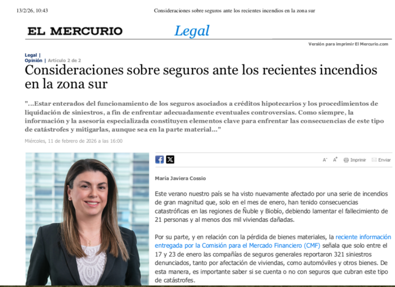 Columna de opinión de Javiera Cossio en El Mercurio Legal